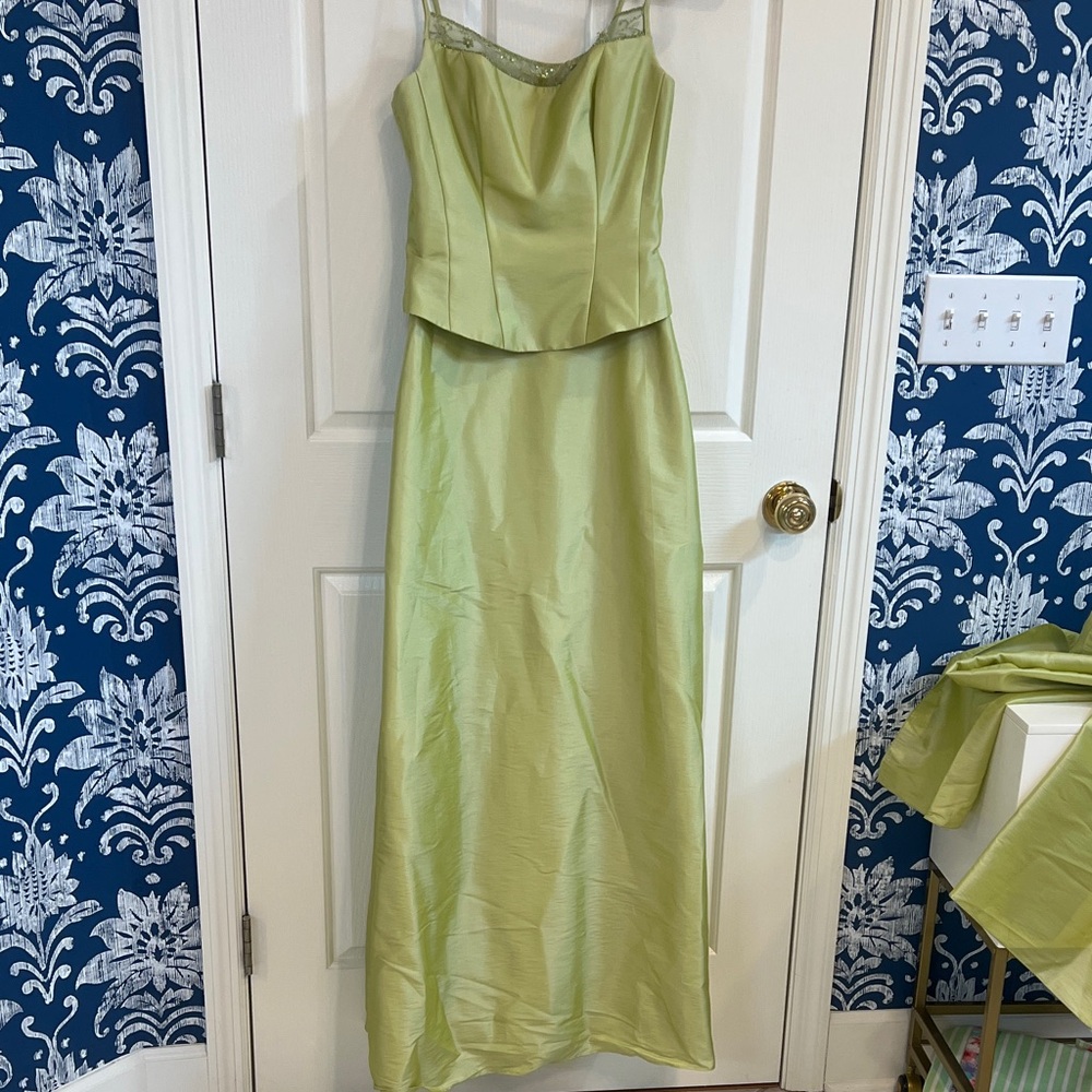Beautiful Floor Length Lime Green Evening Dress
